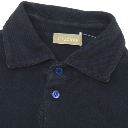 【中古】クルチアーニ CRUCIANI コットン 鹿の子 半袖ポロシャツ ネイビー【サイズ46】【 状態ランクC 】【 メンズ 】