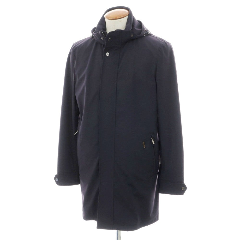 【中古】ムーレー MOORER PETRARCA-GS ストレッチナイロン フーデッドコート ネイビー【サイズ48】【 状態ランクC 】【 メンズ 】
