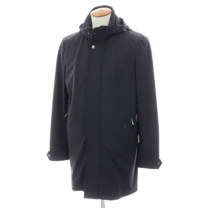 【中古】ムーレー MOORER PETRARCA-GS ストレッチナイロン フーデッドコート ネイビー【サイズ48】【 状態ランクC 】【 メンズ 】