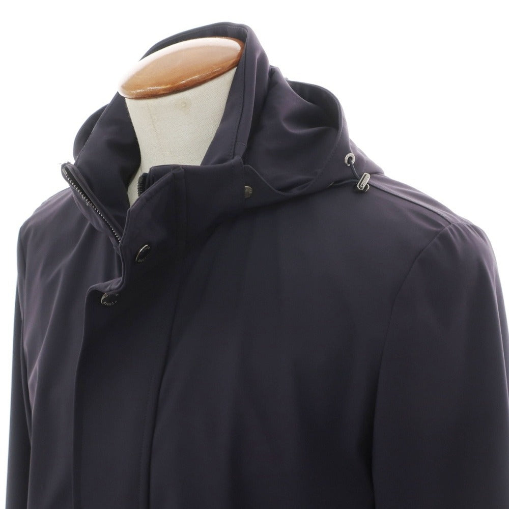 【中古】ムーレー MOORER PETRARCA-GS ストレッチナイロン フーデッドコート ネイビー【サイズ48】【 状態ランクC 】【 メンズ 】