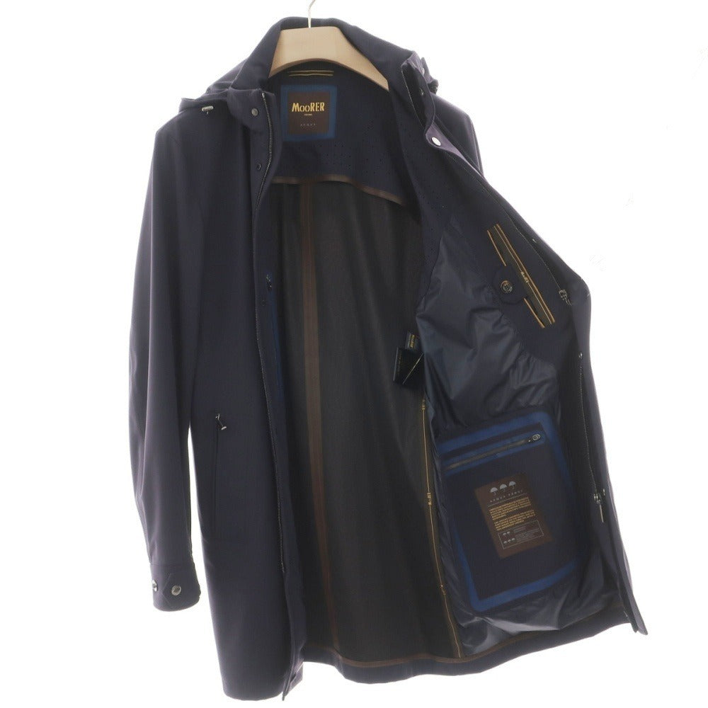 【中古】ムーレー MOORER PETRARCA-GS ストレッチナイロン フーデッドコート ネイビー【サイズ48】【 状態ランクC 】【 メンズ 】