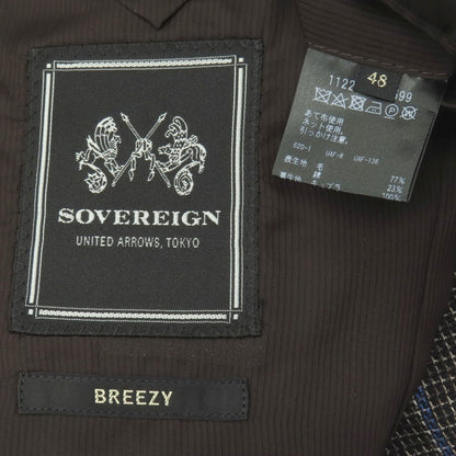 【中古】ソブリン SOVEREIGN BREEZY ウールコットン チェック 3B テーラードジャケット ダークブラウン【サイズ48】【 状態ランクA 】【 メンズ 】