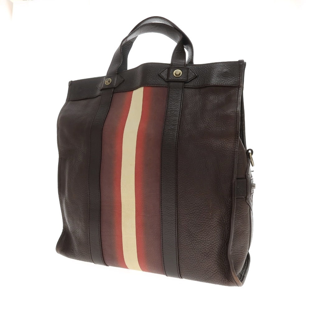 【中古】バリー BALLY レザー トートバッグ ダークブラウン【 状態ランクB 】【 メンズ 】