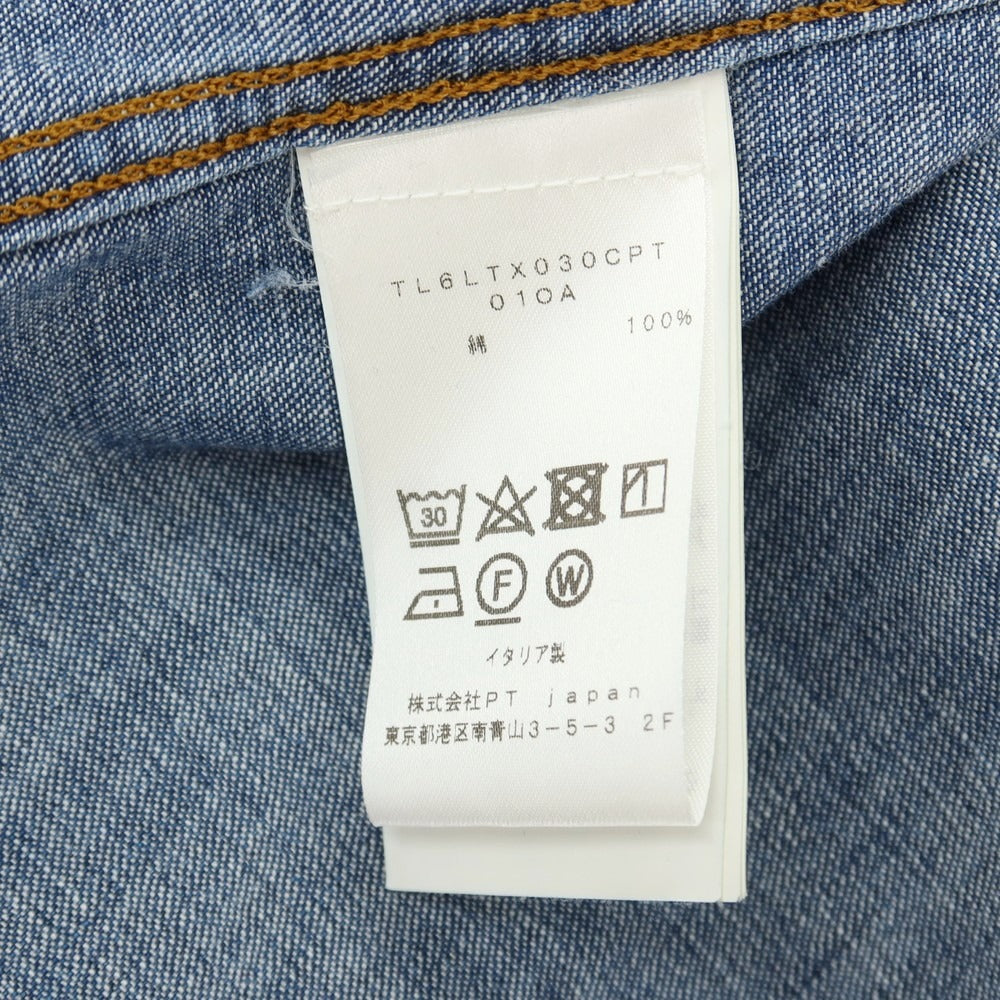 【中古】ピーティートリノ PT TORINO コットン デニム ウエスタンシャツ ダークブルー【サイズ39】【 状態ランクB 】【 メンズ 】