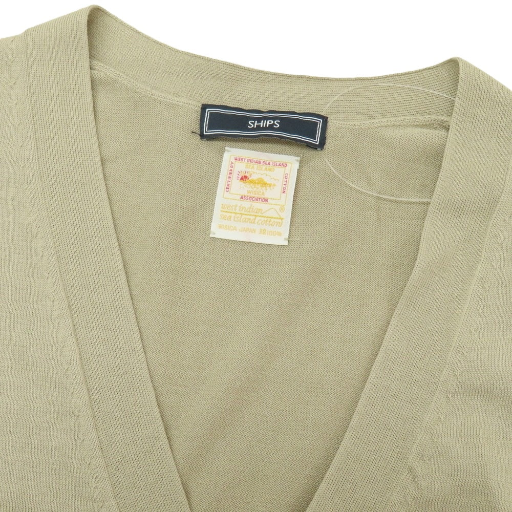 【中古】シップス SHIPS シーアイランドコットン ニット カーディガン オリーブベージュ系【サイズL】【 状態ランクB 】【 メンズ 】
