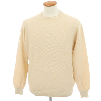 【中古】フィリッポ デ ローレンティス FILIPPO DE LAURENTIIS ギザコットン クルーネック プルオーバーニット ベージュ【サイズ48】【 状態ランクB 】【 メンズ 】