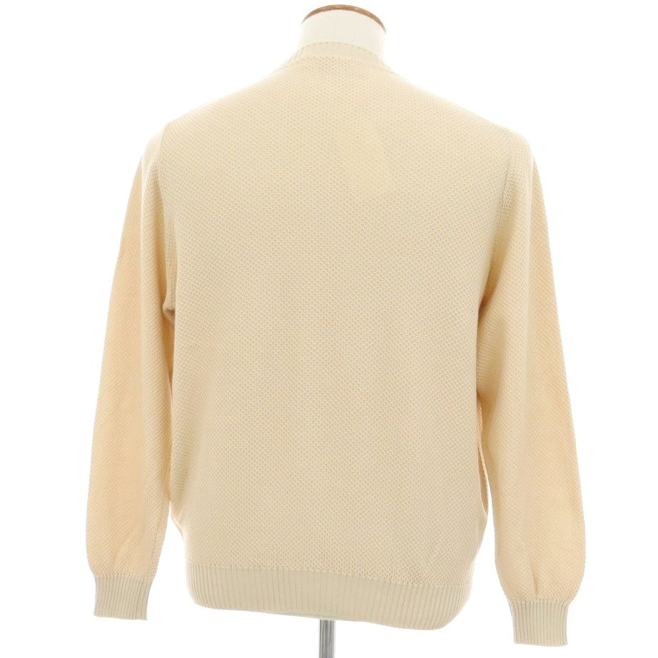 【中古】フィリッポ デ ローレンティス FILIPPO DE LAURENTIIS ギザコットン クルーネック プルオーバーニット ベージュ【サイズ48】【 状態ランクB 】【 メンズ 】