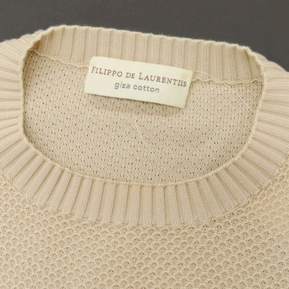 【中古】フィリッポ デ ローレンティス FILIPPO DE LAURENTIIS ギザコットン クルーネック プルオーバーニット ベージュ【サイズ48】【 状態ランクB 】【 メンズ 】