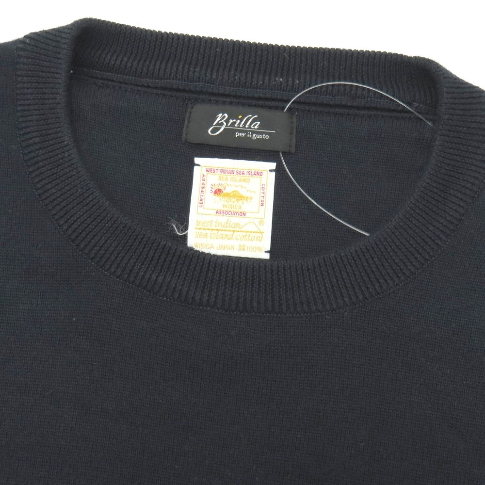 【中古】ブリッラ ペル イル グスト Brilla per il gusto シーアイランドコットン クルーネック プルオーバーニット ブラック【サイズM】【 状態ランクB 】【 メンズ 】