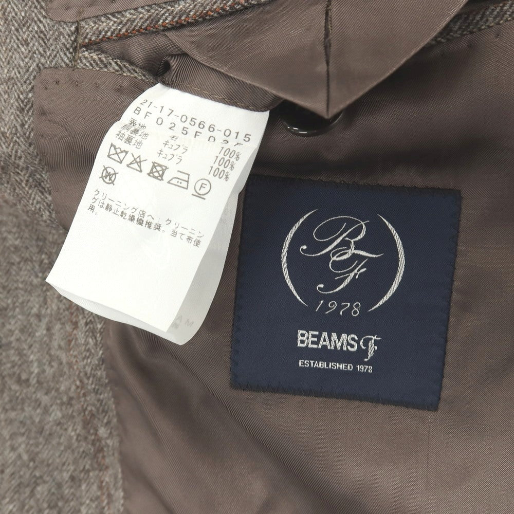 【中古】ビームスエフ BEAMS F 2025年秋冬 ウール ヘリンボーン 3つボタンスーツ グレージュ系xブラウン【サイズ46】【 状態ランクB 】【 メンズ 】