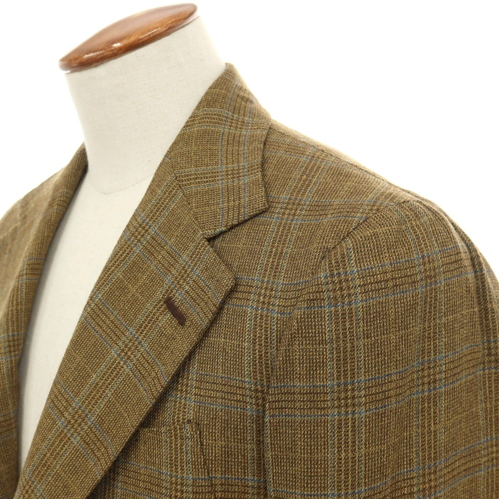 【中古】サルトリア カラッチオーロ Sartoria Caracciolo GIACCA Su misura ウール チェック 3B テーラードジャケット カーキ【サイズ表記無し（M位）】【 状態ランクB 】【 メンズ 】