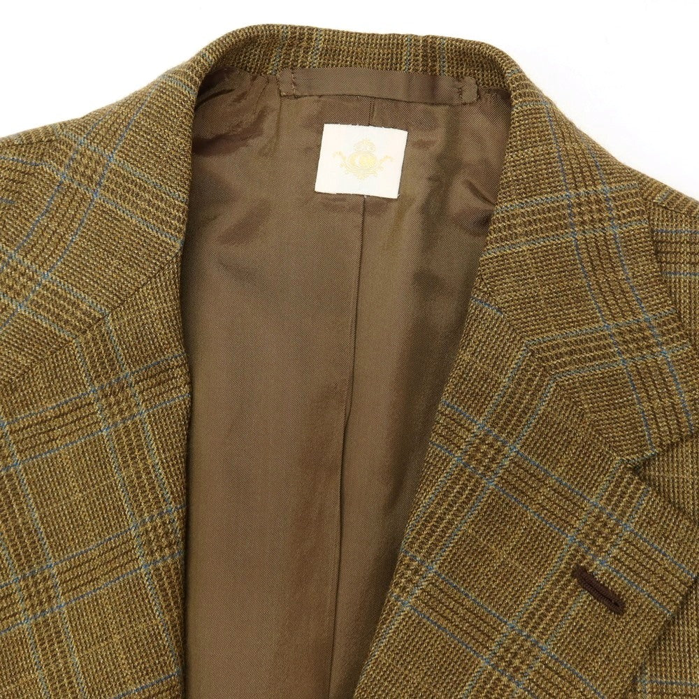 【中古】サルトリア カラッチオーロ Sartoria Caracciolo GIACCA Su misura ウール チェック 3B テーラードジャケット カーキ【サイズ表記無し（M位）】【 状態ランクB 】【 メンズ 】