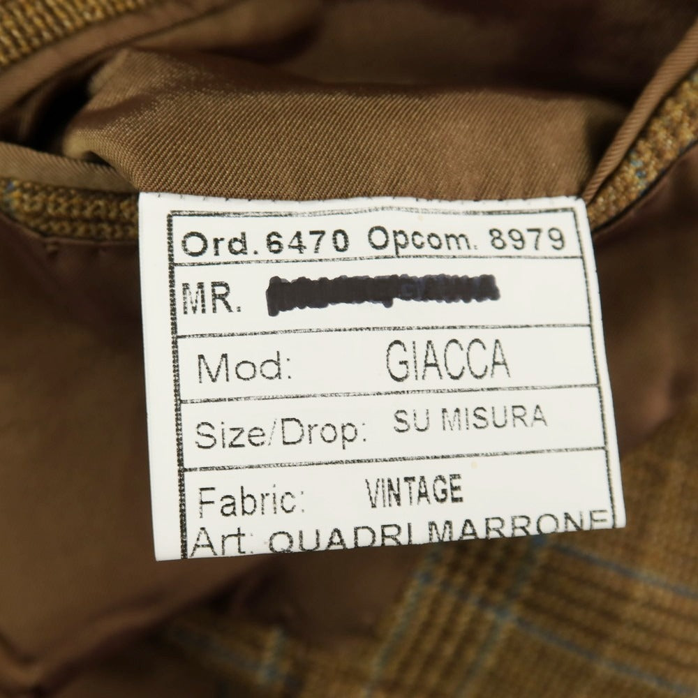 【中古】サルトリア カラッチオーロ Sartoria Caracciolo GIACCA Su misura ウール チェック 3B テーラードジャケット カーキ【サイズ表記無し（M位）】【 状態ランクB 】【 メンズ 】