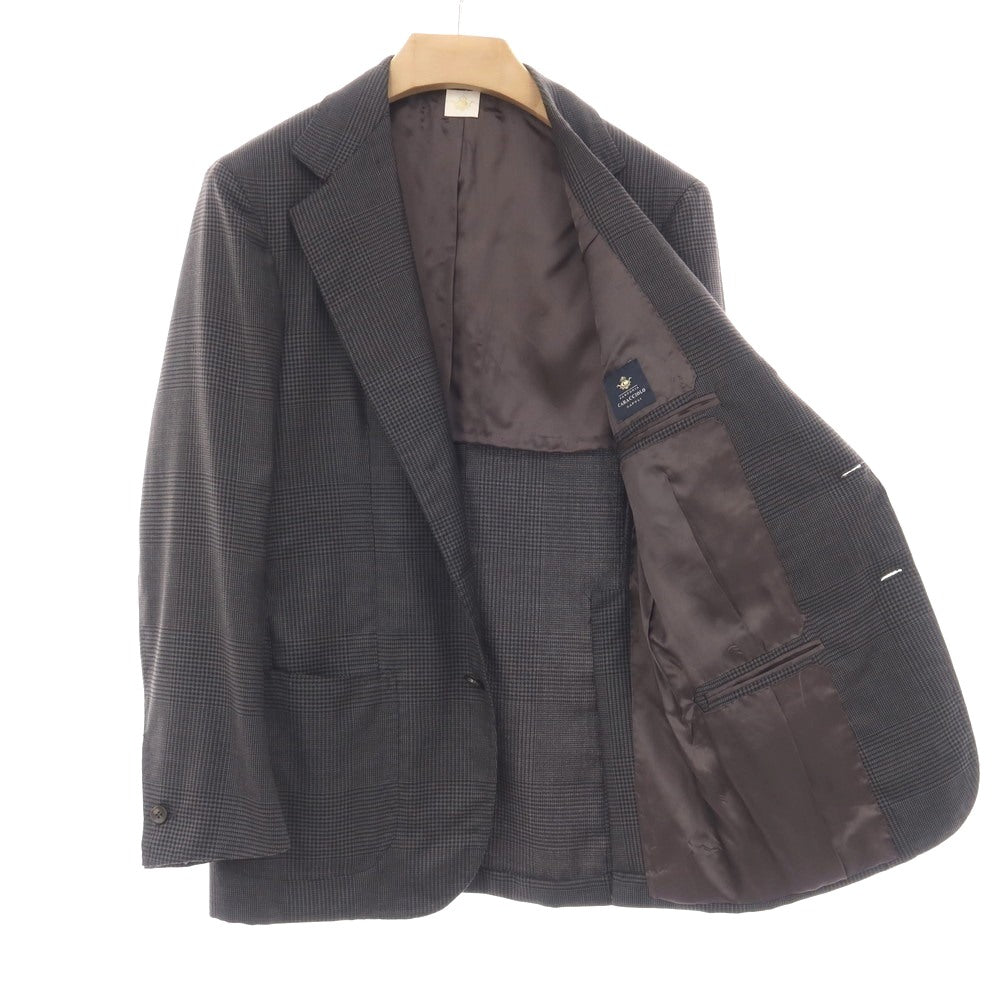 【中古】サルトリア カラッチオーロ Sartoria Caracciolo GIACCA ウール＆リネン グレンチェック 3B テーラードジャケット グレー【サイズ表記なし（M位）】【 状態ランクB 】【 メンズ 】