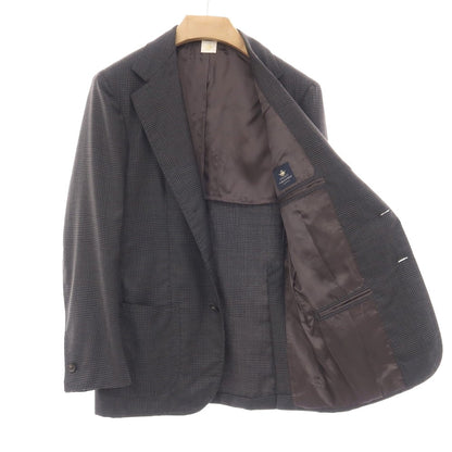 【中古】サルトリア カラッチオーロ Sartoria Caracciolo GIACCA ウール＆リネン グレンチェック 3B テーラードジャケット グレー【サイズ表記なし（M位）】【 状態ランクB 】【 メンズ 】