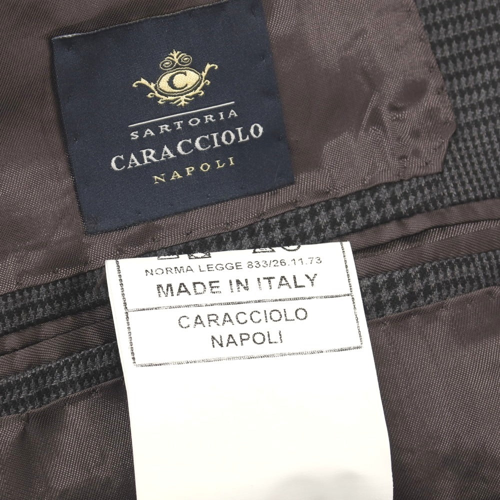 【中古】サルトリア カラッチオーロ Sartoria Caracciolo GIACCA ウール＆リネン グレンチェック 3B テーラードジャケット グレー【サイズ表記なし（M位）】【 状態ランクB 】【 メンズ 】