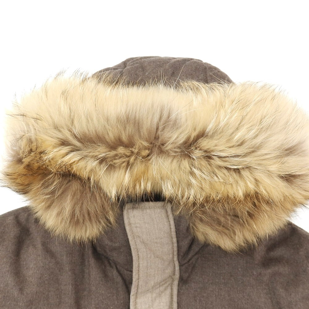 【中古】マンツォーニ24 MANZONI24 ウール フーデッド ダウンコート ベージュ【サイズ44】【 状態ランクB 】【 メンズ 】