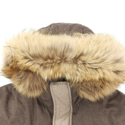 【中古】マンツォーニ24 MANZONI24 ウール フーデッド ダウンコート ベージュ【サイズ44】【 状態ランクB 】【 メンズ 】