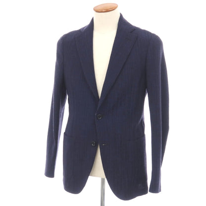 【中古】ラルディーニ LARDINI ウールコットンポリウレタン 2B テーラードジャケット ネイビーxブラック【サイズ46】【 状態ランクA 】【 メンズ 】