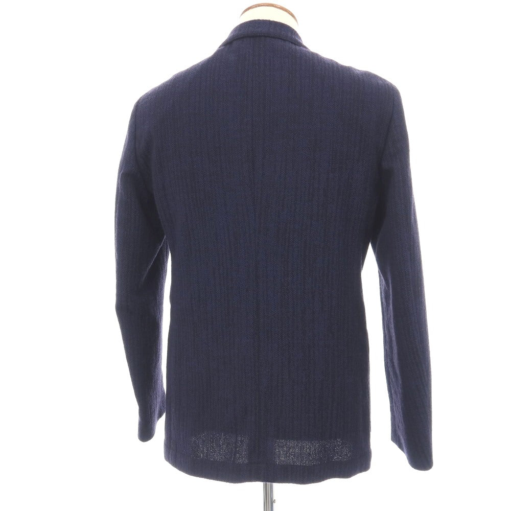 【中古】ラルディーニ LARDINI ウールコットンポリウレタン 2B テーラードジャケット ネイビーxブラック【サイズ46】【 状態ランクA 】【 メンズ 】