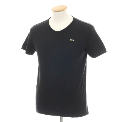 【中古】ラコステ LACOSTE コットン Vネック 半袖Ｔシャツ ブラック【サイズ2】【 状態ランクB 】【 メンズ 】