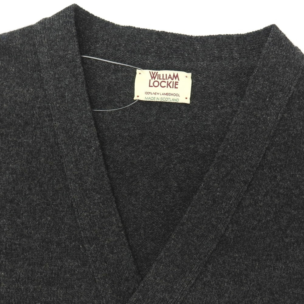 【中古】ウィリアムロッキー WILLIAM LOCKIE ニューラムズウール カーディガン ダークグレー【サイズ36/92cm】【 状態ランクB 】【 メンズ 】