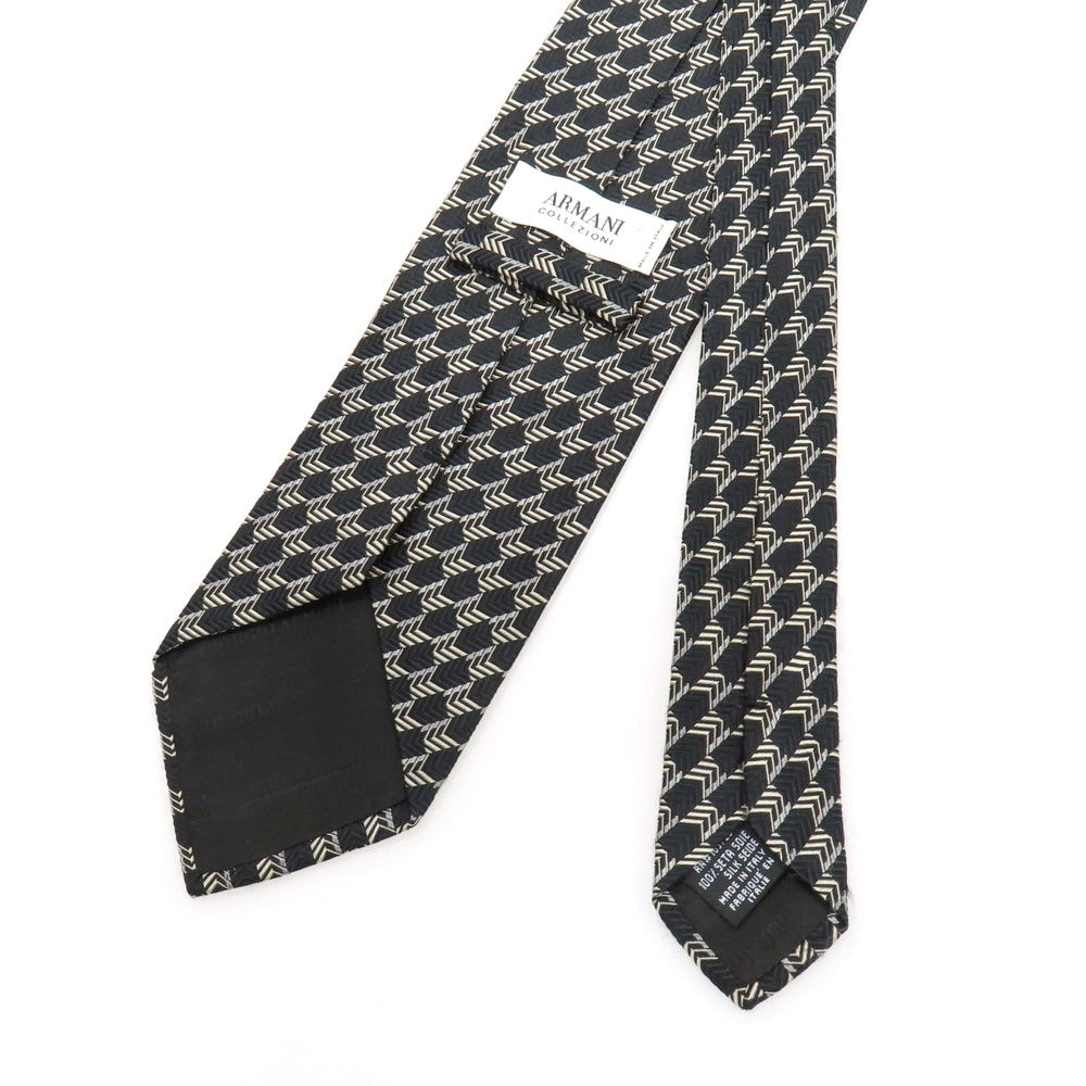 【中古】アルマーニ コレッツォーニ ARMANI COLLEZIONI シルク ネクタイ ブラックxベージュ【 状態ランクC 】【 メンズ 】
