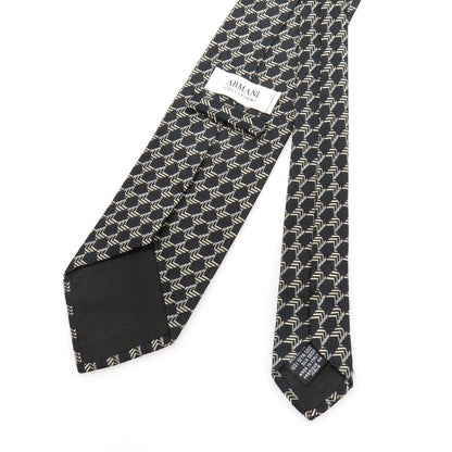 【中古】アルマーニ コレッツォーニ ARMANI COLLEZIONI シルク ネクタイ ブラックxベージュ【 状態ランクC 】【 メンズ 】