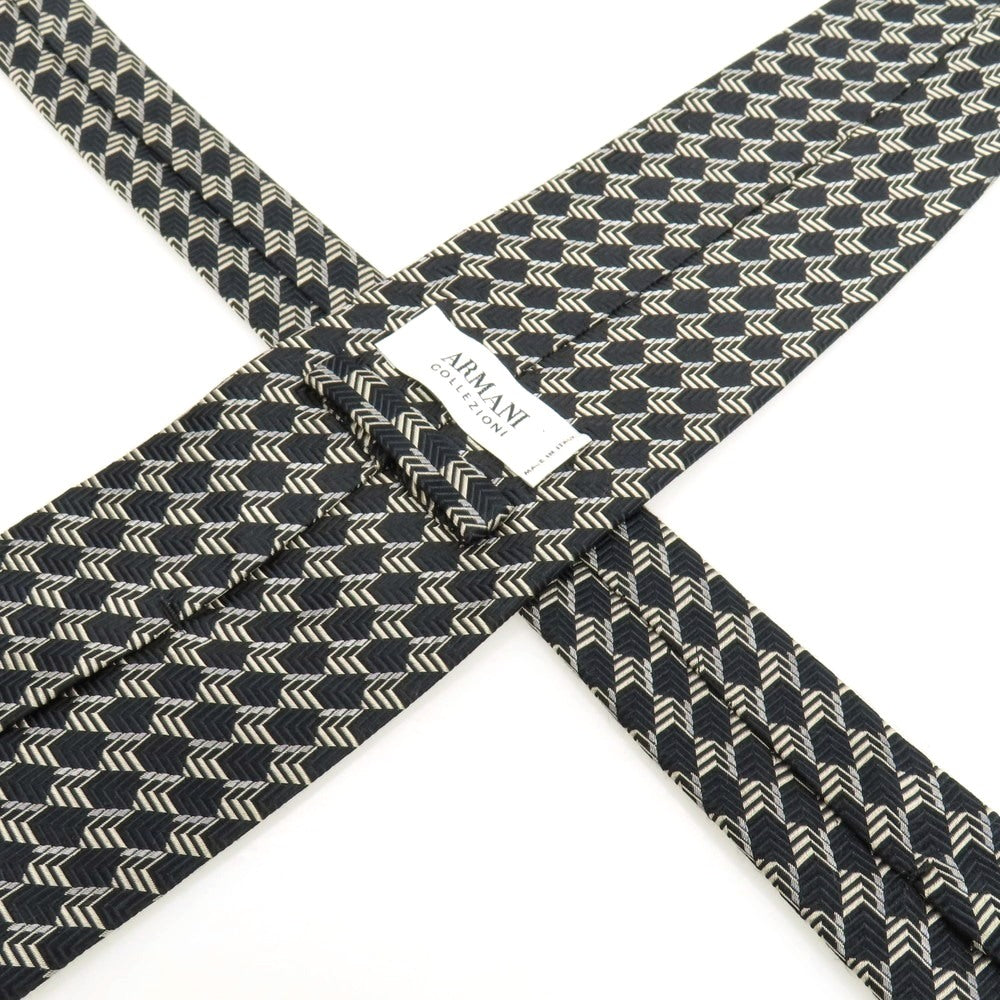 【中古】アルマーニ コレッツォーニ ARMANI COLLEZIONI シルク ネクタイ ブラックxベージュ【 状態ランクC 】【 メンズ 】