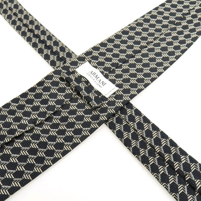 【中古】アルマーニ コレッツォーニ ARMANI COLLEZIONI シルク ネクタイ ブラックxベージュ【 状態ランクC 】【 メンズ 】