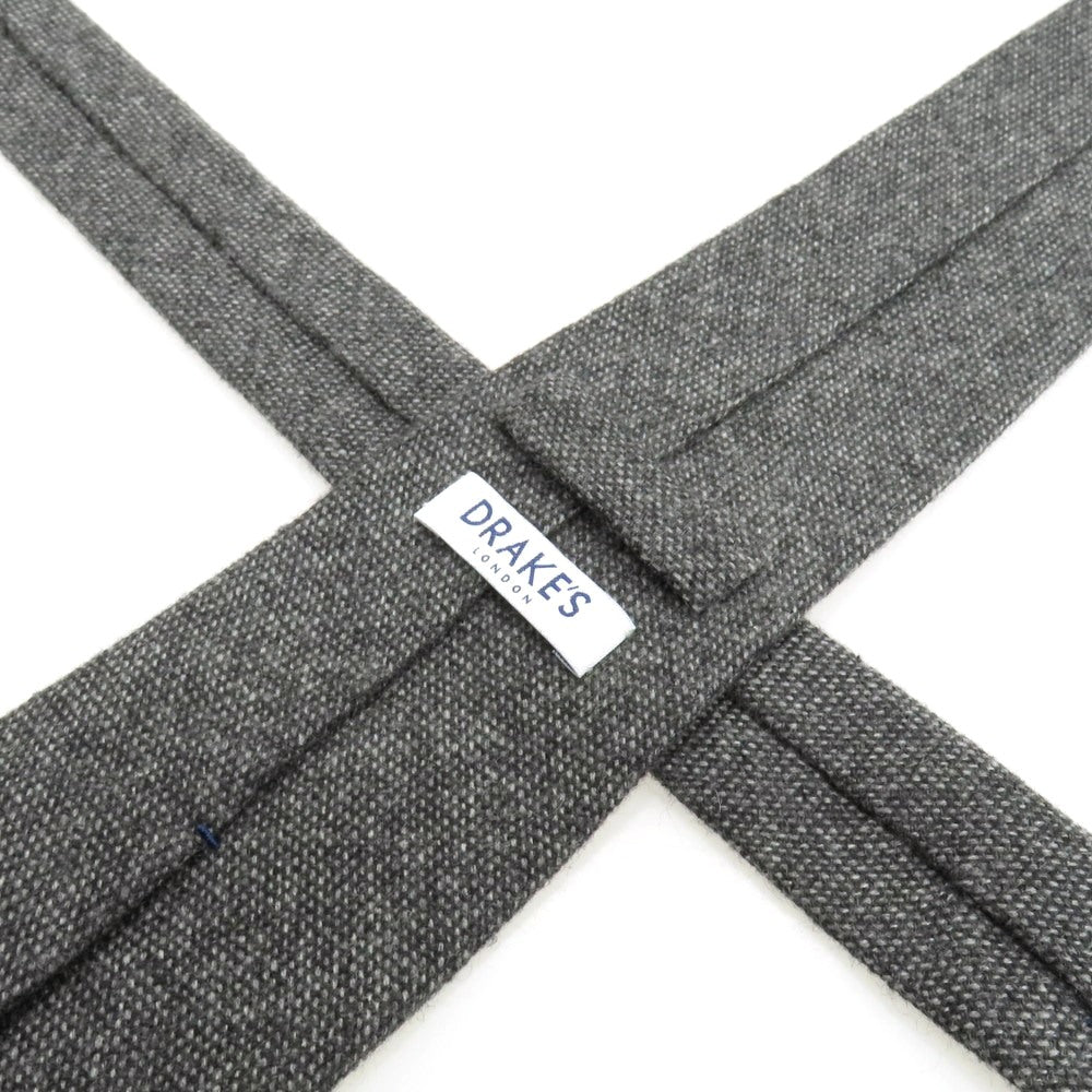 【中古】ドレイクス DRAKES カシミヤ 無地ネクタイ ダークグレー系【 状態ランクB 】【 メンズ 】