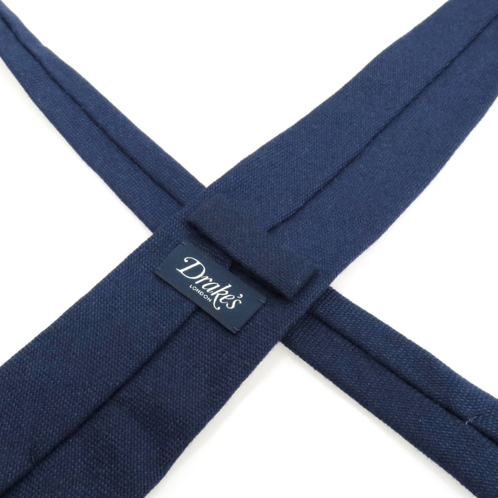 【中古】ドレイクス DRAKES カシミヤ 無地ネクタイ ネイビー【 状態ランクB 】【 メンズ 】
