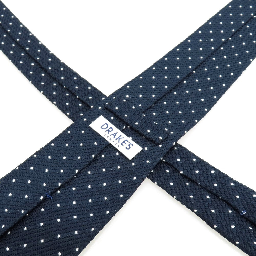 中古】ドレイクス DRAKES シルク ドット柄ネクタイ ネイビーxホワイト