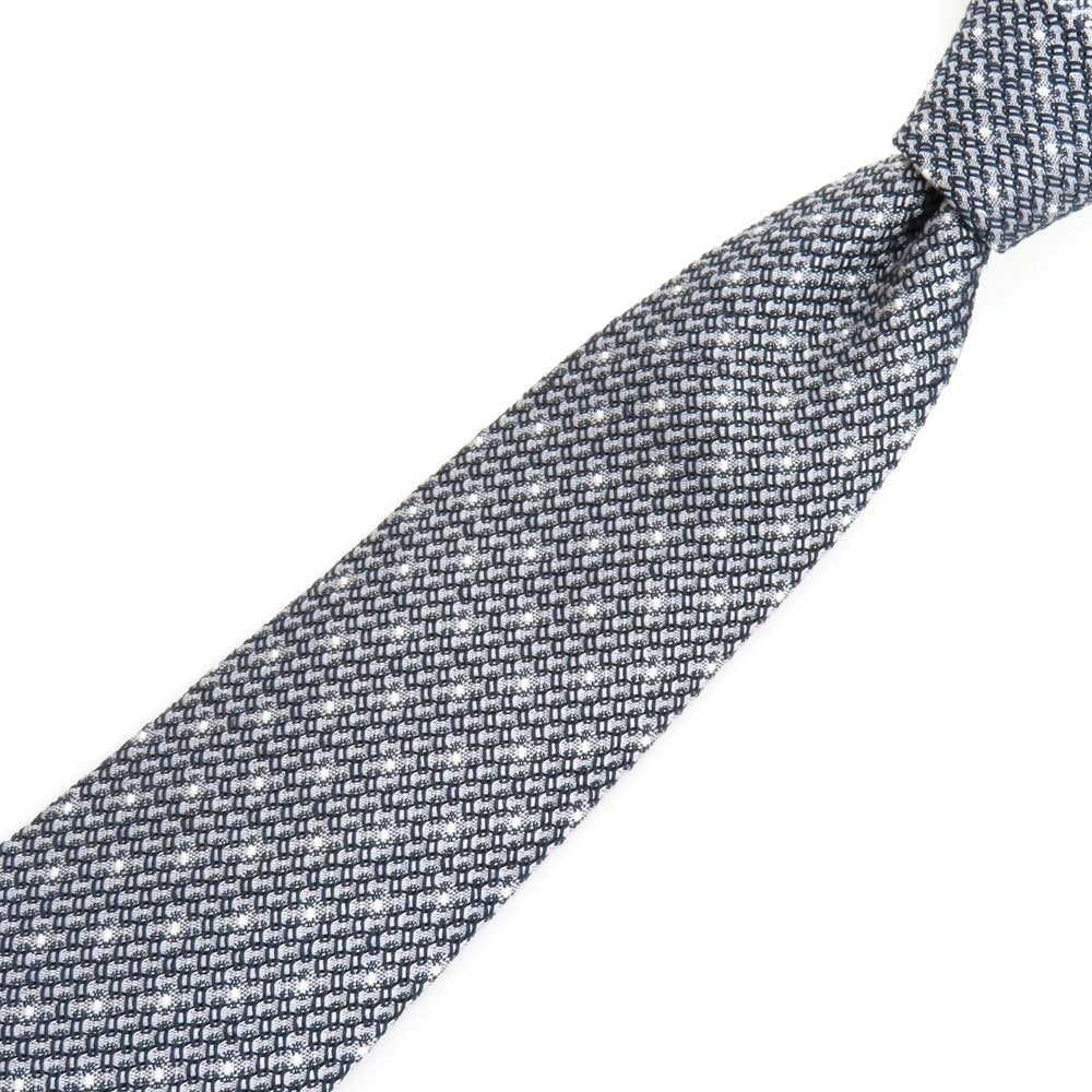 【中古】ドレイクス DRAKES シルク ドット柄ネクタイ ネイビーxライトグレー【 状態ランクB 】【 メンズ 】