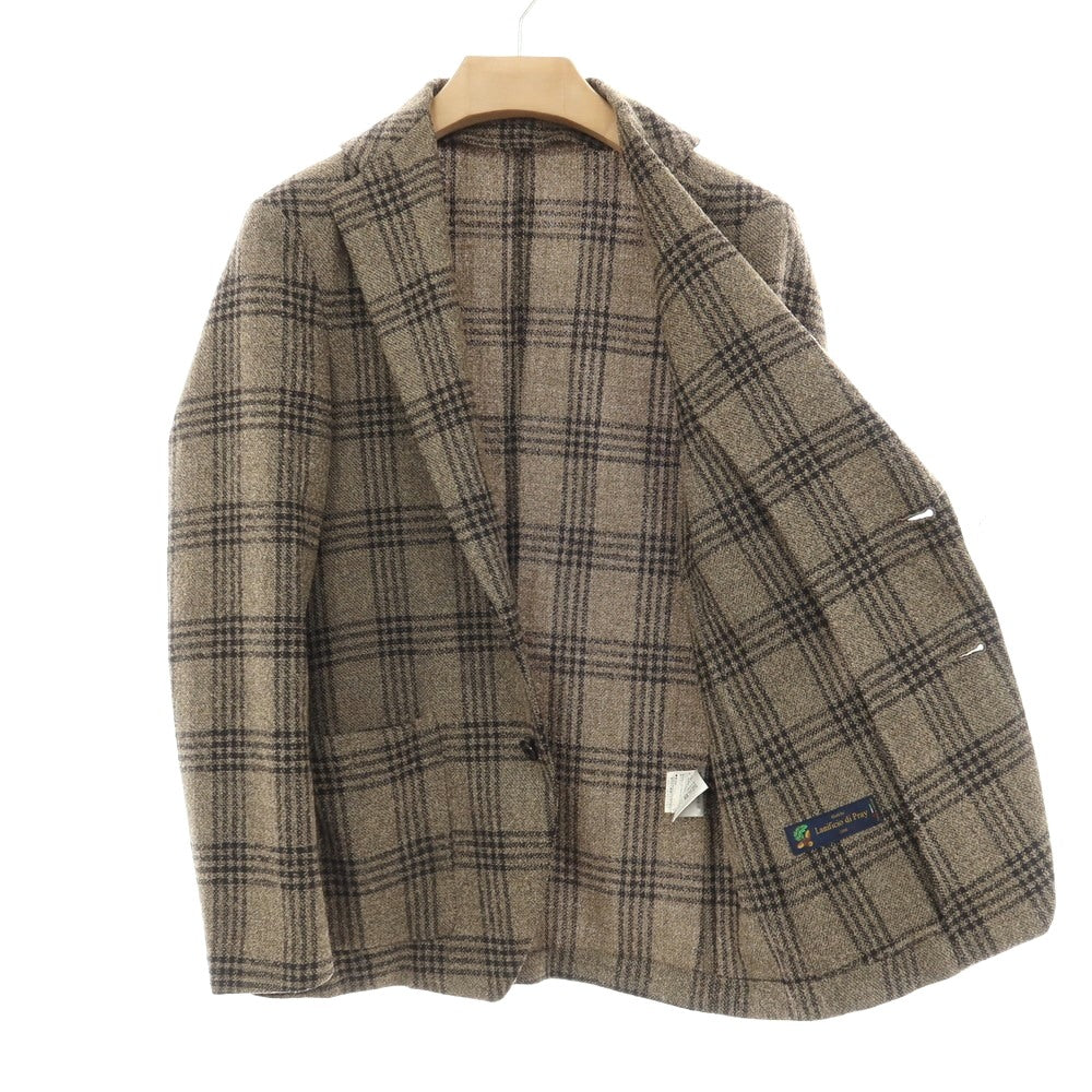【中古】クリケット CRICKET ウールポリエステル チェック 2B カジュアルジャケット カーキxブラック【サイズS】【 状態ランクA 】【 メンズ 】