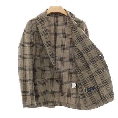 【中古】クリケット CRICKET ウールポリエステル チェック 2B カジュアルジャケット カーキxブラック【サイズS】【 状態ランクA 】【 メンズ 】