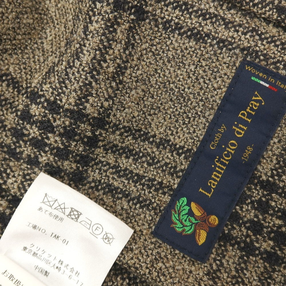【中古】クリケット CRICKET ウールポリエステル チェック 2B カジュアルジャケット カーキxブラック【サイズS】【 状態ランクA 】【 メンズ 】