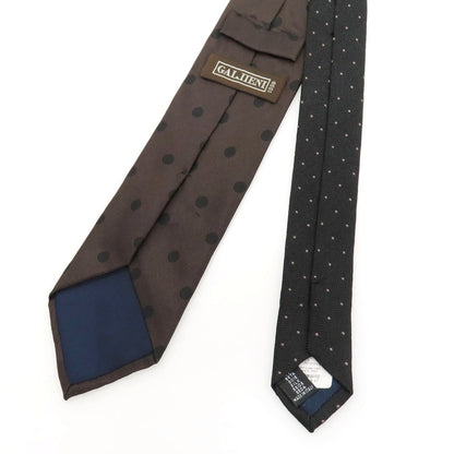 【中古】ガリエニ GALLIENI シルク パターン柄切り替え ドット柄ネクタイ ダークブラウンxブラック【 状態ランクB 】【 メンズ 】