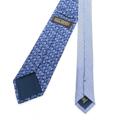【中古】ガリエニ GALLIENI シルク パターン柄切り替え 小花柄ネクタイ ネイビー系【 状態ランクA 】【 メンズ 】