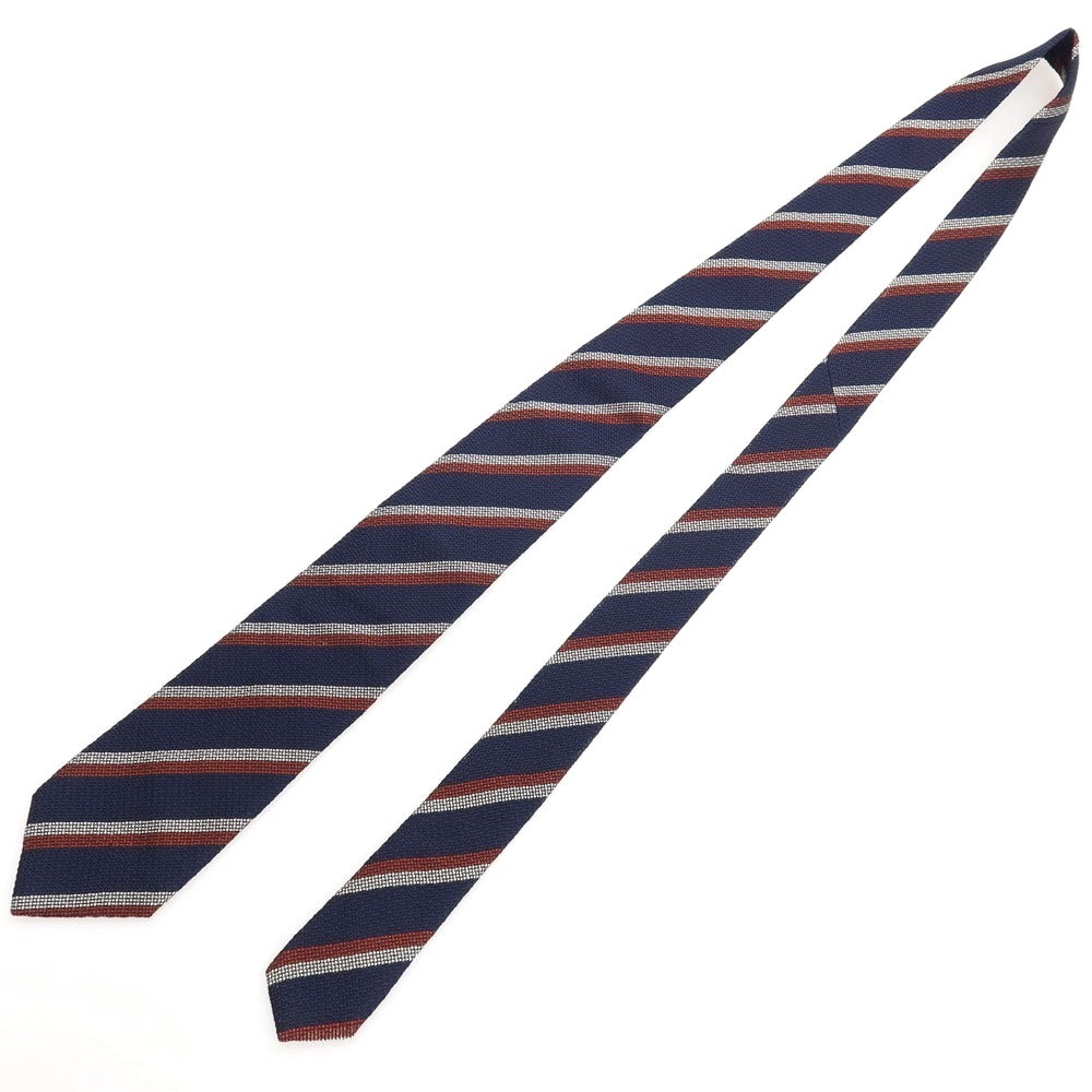 【中古】ニッキー nicky シルク ストライプ柄ネクタイ ネイビーxオレンジブラウン【 状態ランクA 】【 メンズ 】