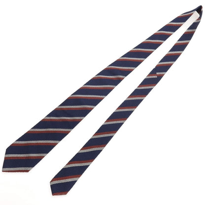 【中古】ニッキー nicky シルク ストライプ柄ネクタイ ネイビーxオレンジブラウン【 状態ランクA 】【 メンズ 】