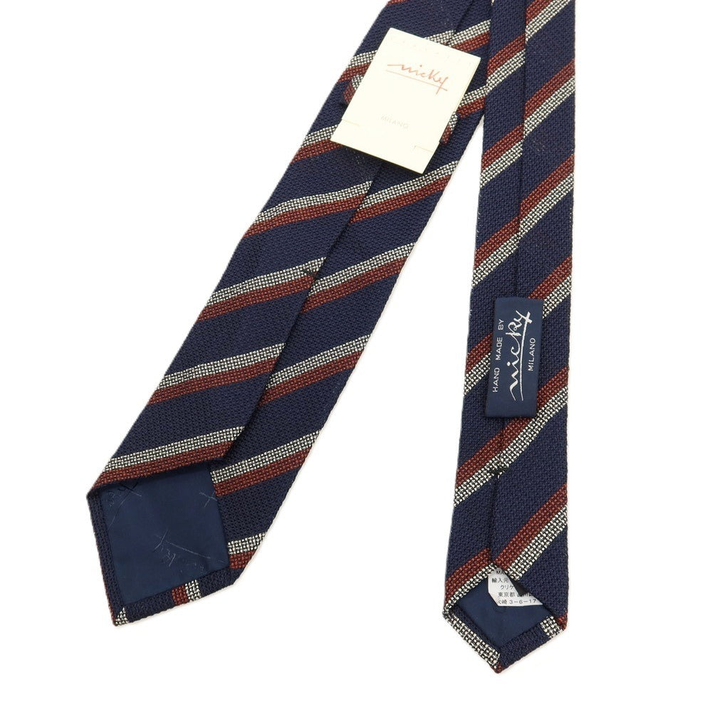 【中古】ニッキー nicky シルク ストライプ柄ネクタイ ネイビーxオレンジブラウン【 状態ランクA 】【 メンズ 】