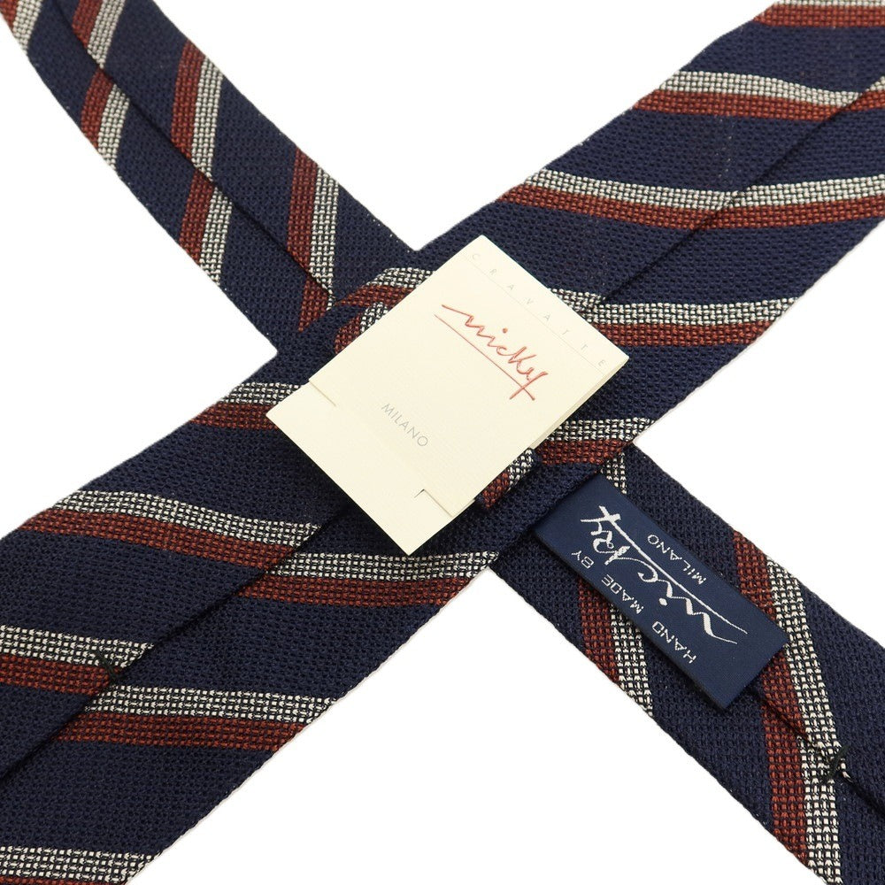 【中古】ニッキー nicky シルク ストライプ柄ネクタイ ネイビーxオレンジブラウン【 状態ランクA 】【 メンズ 】
