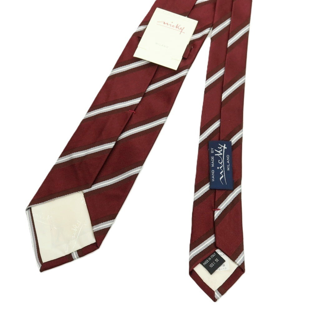 【中古】ニッキー nicky シルク ストライプ柄ネクタイ マルーン【 状態ランクA 】【 メンズ 】