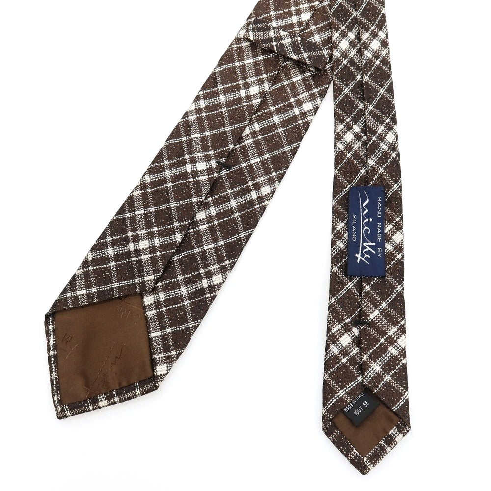 【中古】ニッキー nicky シルク チェック柄ネクタイ ダークブラウン【 状態ランクB 】【 メンズ 】