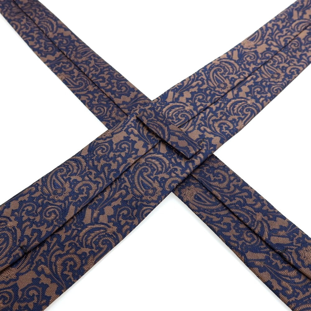 【中古】エレディキャリーニ EREDI CHIARINI シルク ペイズリー柄ネクタイ ブラウンxネイビー【 状態ランクB 】【 メンズ 】