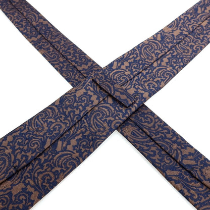 【中古】エレディキャリーニ EREDI CHIARINI シルク ペイズリー柄ネクタイ ブラウンxネイビー【 状態ランクB 】【 メンズ 】