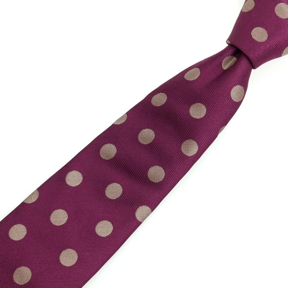 【中古】エレディキャリーニ EREDI CHIARINI シルク ドット柄ネクタイ パープルxダークベージュ【 状態ランクB 】【 メンズ 】