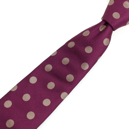 【中古】エレディキャリーニ EREDI CHIARINI シルク ドット柄ネクタイ パープルxダークベージュ【 状態ランクB 】【 メンズ 】