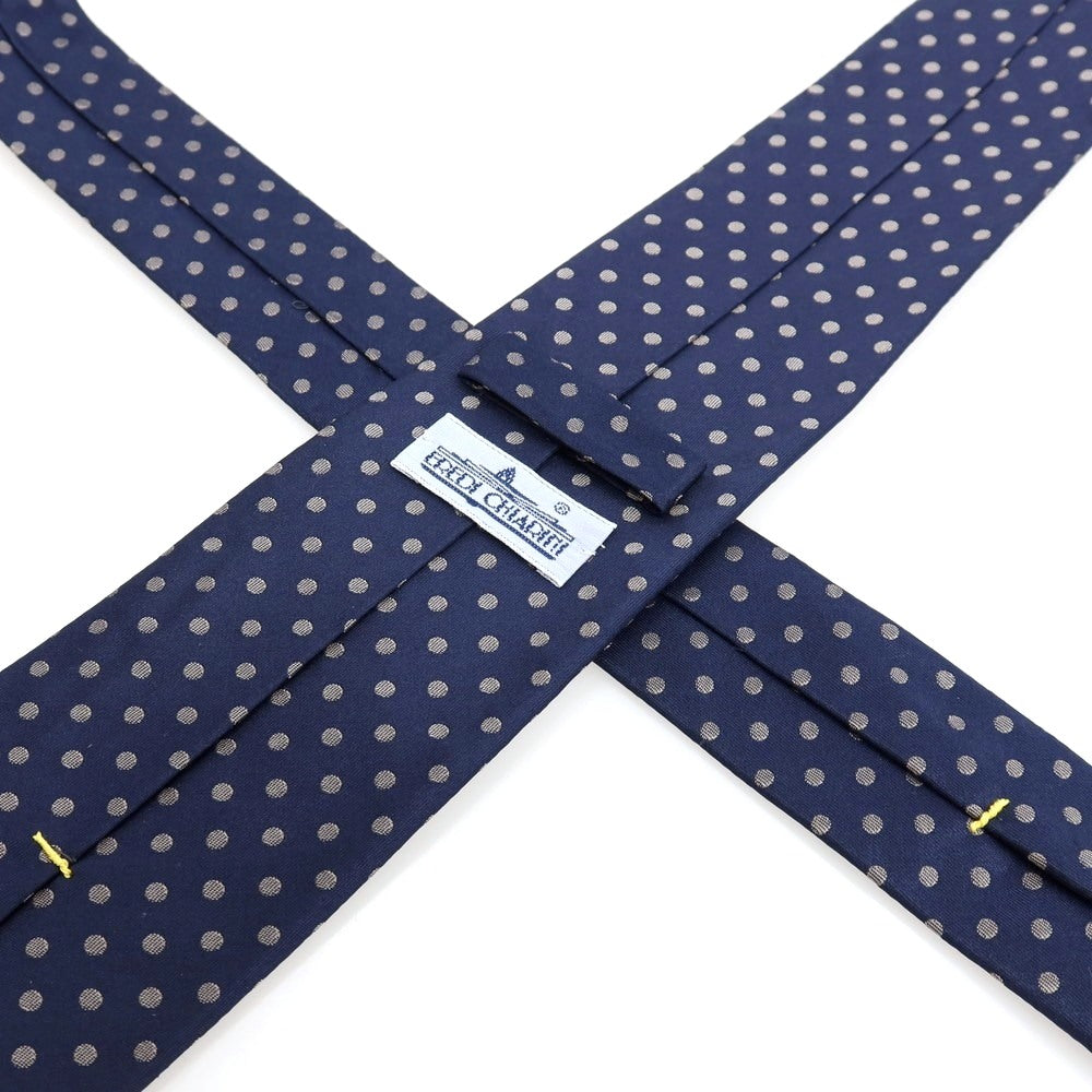 【中古】エレディキャリーニ EREDI CHIARINI シルク ドット柄ネクタイ ネイビーxグレージュ【 状態ランクB 】【 メンズ 】